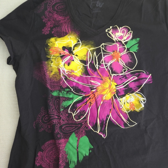 Women's Just My Size Multi Colored Floral  T Shirt 2 X Beautiful - Picture 9 of 12